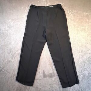 Vtg Y2K 90s Nicole Studio Pants Black Beaded Tuxedo Stripe Dress Womens Sz 8